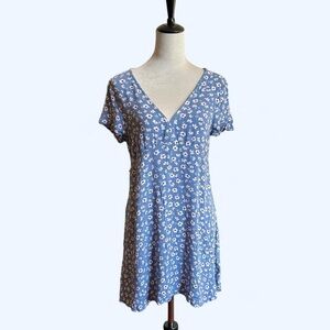 Elegant Blue Floral Mini Dress